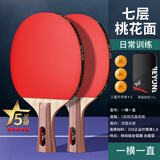 361°乒乓球拍入门中小学生比赛训练专业乒乓球拍对拍套装短柄长柄成人 【五星级】横直各1支+3球+球包