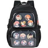 爱迪生发明家初高中生书包护脊背包二次元DIY痛包高颜值双肩包 2552-1 黑色