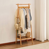 zhuting实木衣架落地立式衣帽架折叠挂衣架卧室专用多功能挂钩简易晾衣架 60榉木衣帽架【原木色】