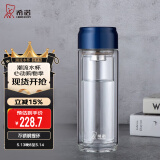 希诺（HEENOOR） 双层玻璃杯男女士泡茶杯隔热大容量水杯便携户外提环运动杯子 蓝色 265ml