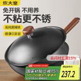 炊大皇铁锅 钛铁不粘锅 免开锅无涂层炒锅锤纹铁锅燃气电磁炉炒菜锅30cm