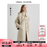 VEGA CHANG毛呢大衣女中长款2024冬新款爱心扣高级感外套 燕麦色 M