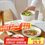 唯铭诺北欧风餐具整套碗碟套装家用饭碗面碗盘子筷勺 一人食竖纹6件套