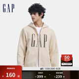 Gap男女装印花字母logo抓绒连帽卫衣休闲660128外套 米色 180/100A(XL) 亚洲尺码