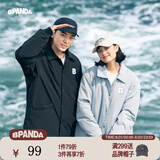 熊猫·本（ben.panda）棉服男潮牌翻领宽松休闲秋冬工装棉衣多穿情侣外套 黑色（A款) L