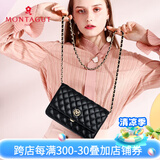梦特娇（MONTAGUT）2025新款牛皮包包女包时尚小香风单肩包女菱格斜挎包母亲节礼物 R7512024011黑色小号