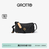 GROTTO个乐黑石包小号迷你号无性别主义植鞣绵羊皮单肩斜挎软包礼物 黑石S水波纹金标