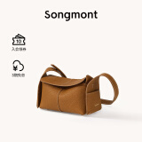 Songmont挂耳系列屋檐包mini设计师款头层牛皮通勤斜挎hobo包母亲节礼物 枇杷棕 现货