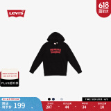 Levi's【特价来袭】李维斯情侣同款经典宽松休闲logo套头连帽卫衣 黑色 19622-0005 S
