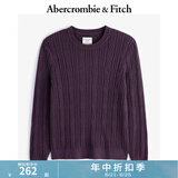 ABERCROMBIE & FITCH男装24秋冬款经典小麋鹿绞花黑色多色针织衫毛衣KI120-4197 深紫色 M (180/100A)