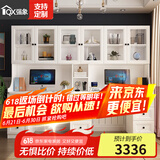 强象现代简欧书柜书桌一体双人电脑桌家用办公桌学习桌组合卧室书柜 款式7：2400*600*1900
