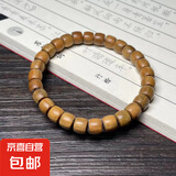 绿檀直切桶珠手串手工精品檀木民族风小手链男女款文玩单圈 绿檀直切7x8mm【单圈】