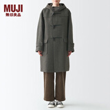 无印良品 MUJI 男女通用 羊毛混 牛角扣大衣 无性别 男款女款 毛呢大衣 BDA06C1A 浅灰棕色 S-M