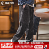 马登工装 复古灯芯绒休闲裤纯棉直筒裤宽松阔腿长裤子男春季 深咖色 31