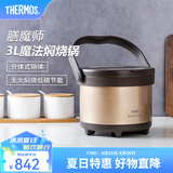 膳魔师（THERMOS）焖烧锅 免火炖锅 高真空不锈钢保温汤锅户外露营 3L TCRA-3000 金色 3L