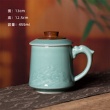 龙泉青瓷陶瓷杯喝水杯办公商务马克杯喝水大容量家用喝茶泡茶杯子带手柄