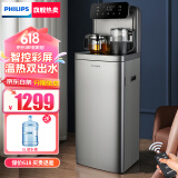飞利浦（PHILIPS）茶吧机家用智能遥控双出水下置水桶大屏显示24h保温立式饮水机 灰色【ADD8021HGRR1】 温热型