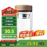 希乐玻璃杯 大容量双层加厚泡茶杯 男女士商务茶水分离水杯 车载杯子