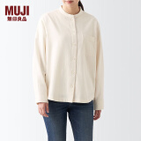 无印良品（MUJI） 女式 法兰绒 立领衬衫长袖格子上衣秋季白衬衣纯棉全棉 BCB41C2A 原色 XL