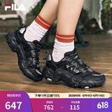 斐乐（FILA）官方猫爪6代女鞋复古运动鞋2025夏季新款舒适厚底鞋休闲鞋 黑/影黑灰-BD 38