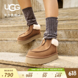 UGG秋季女士舒适纯色厚底休闲毛鞋领拉链款保暖短靴时尚靴1122551 CHE | 栗色 41