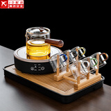 正扬电陶炉煮茶器煮茶壶套装办公透明玻璃茶具泡茶壶烧水电茶炉可保温 春鸣黑直觉+6色把+架长琴黑