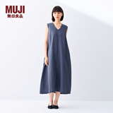 无印良品（MUJI）女式 棉 汉麻 无袖连衣裙女装裙子夏季 连身裙长裙 BCD91C5S 烟熏蓝色 S （155/80A）