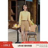 茵曼（INMAN）2025年春季女装新款法式立领荷叶边泡泡袖衬衫衬衣18236304 阳光黄 S