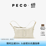 PECO929枕头包单肩真皮小众通勤斜挎大容量质感通勤包包礼物送女友 脏白色头层油蜡皮牛皮 现货