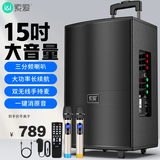 索爱（soaiy）15吋广场舞音响大功率便携式木质户外重低音蓝牙k歌专用大音量移动拉杆音箱室外演出双话筒SA-X23