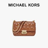 MICHAEL KORS礼物送女友轻奢MK女包SLOAN皮质链条单肩斜挎包小号牛皮棕
