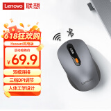 联想（Lenovo） 无线蓝牙双模充电鼠标 蓝牙5.0/3.0 便携办公鼠标人体工学设计 Howard风暴灰充电版
