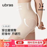 ubras高腰收腹凉感提臀裤塑身裤修饰比例女产后塑身束腰免穿内裤女 三分裤-燕麦奶色 M 适合100-115斤