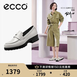 爱步（ECCO）乐福鞋女 经典厚底百搭英伦风皮鞋 摩登女鞋490013 石灰色35