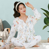 诺宜月子装月子服纯棉哺乳衣孕产妇家居服睡衣J352512印花L