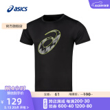 亚瑟士ASICS运动T恤男子跑步短袖透气舒适运动上衣 2011D076-001 黑色 S