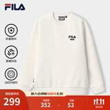 斐乐（FILA）官方男子加绒保暖卫衣秋冬季时尚休闲简约圆领套头衫长袖上衣男装 【加绒】蒸汽白-IV L