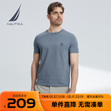 诺帝卡（NAUTICA）男装夏季款无忧搭休闲男女同款纯棉短袖T恤TE2101 41H雾霾蓝 L