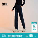 森马（Semir）牛仔裤女抓毛长裤舒适复古风2024冬季潮流宽松锥形裤109724124003