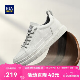 海澜之家HLA男鞋休闲鞋子皮鞋男士透气板鞋HAABXM1EBF161 白灰色41