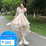 梵奥格（FANAOGE）生日穿在逃公主法式连衣裙公主风燕尾方领蓬蓬裙前短后长拖尾可爱 图片色2 燕尾版 S