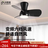 鹿屋美式吊扇灯阳台衣帽间玄关卧室变频家用22寸复古吊扇灯2025年新款 纯黑色【55CM】精灵+遥控