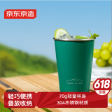 京东京造 马克杯 水杯子咖啡不锈钢对杯情侣家用汽车配色鹦鹉绿 350ml*2
