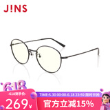 JINS睛姿女士防蓝光眼镜防辐射电脑护目镜金属圆框眼镜框FPC18A101 97黑色
