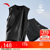 安踏（ANTA）速干背心丨男透气运动跑步2025夏季健身无袖上衣晨练服篮球坎肩 【背心+裤子】黑黑 L (175) 建议130-150斤