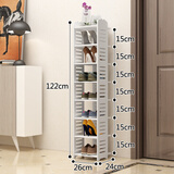 北屿 简易小鞋架家用经济型多层组装门口省空间收纳架子 多功能简约现代门厅鞋架公寓鞋架镂空鞋架夹缝鞋架 小号：百叶款8层（可调节层高）