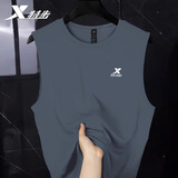 特步背心男款速干衣无袖t恤夏季新款透气坎肩大码跑步健身运动背心男 蓝灰色/宽肩速干 XL /180