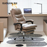 顾全（GUQUAN）老板椅160°可躺电脑椅办公椅真皮家用人体工学椅午休椅C533咖PLUS