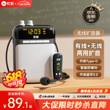索爱（soaiy）S518FM无线小蜜蜂扩音器教师专用防啸叫喇叭U盘TF卡麦克风蓝牙音箱响户外便携式收音机Type-c  黑