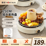 金正（NINTAUS）电陶炉家用围炉煮茶智能多功能炒菜煲汤火锅烧烤一体迷你小型超薄圆底面板新款十大品牌排名磁炉灶 三环加热【21档火力+烤网】白